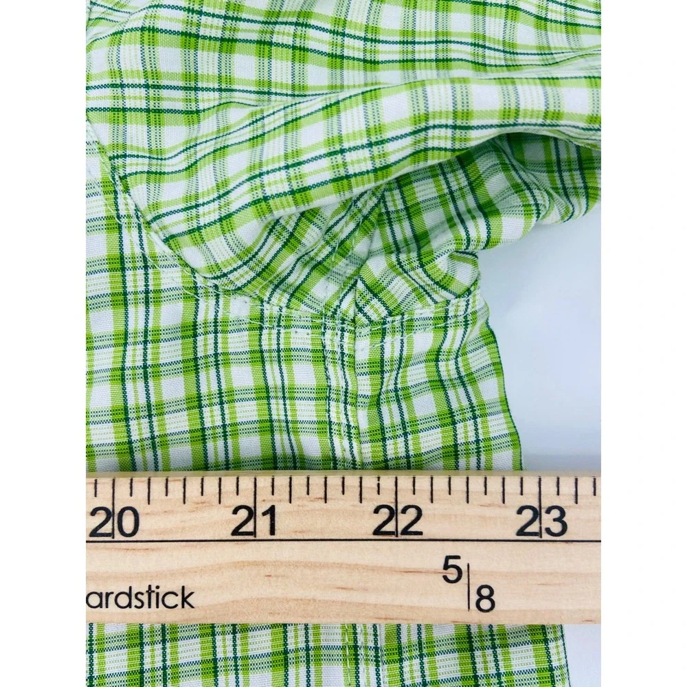 The North Face Mens Green Plaid Short‎ Sleeve Button Down Hiking Shirt Size L